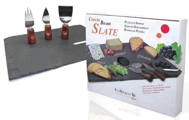 FIH014 Plateau fromage ardoise + coûteaux