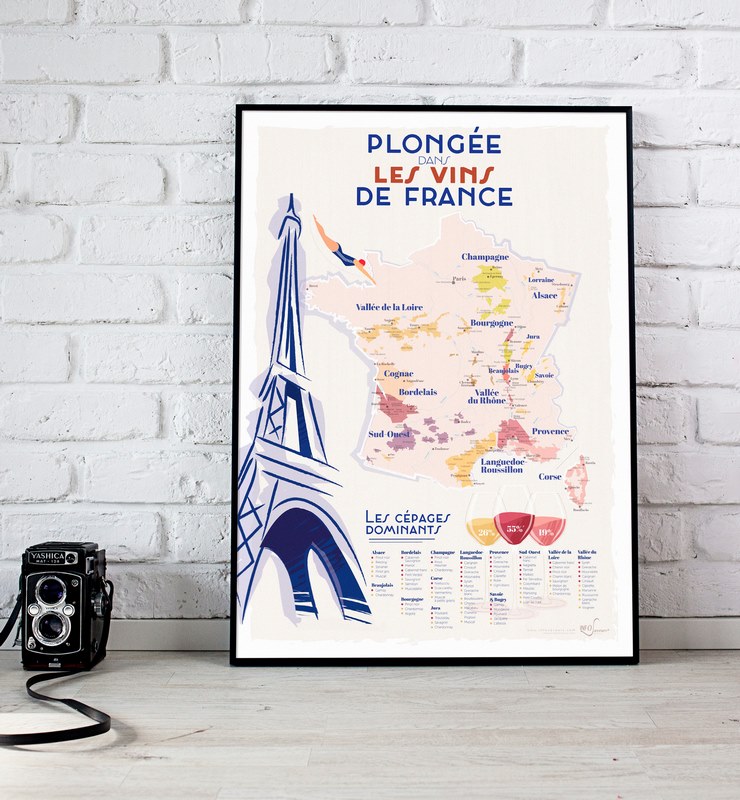 Affiche Plongée Vins de France