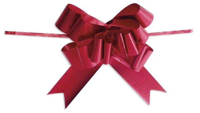 850 Ruban pour noeud, gros, 50 mm x 115 cm, rouge colisé par 25