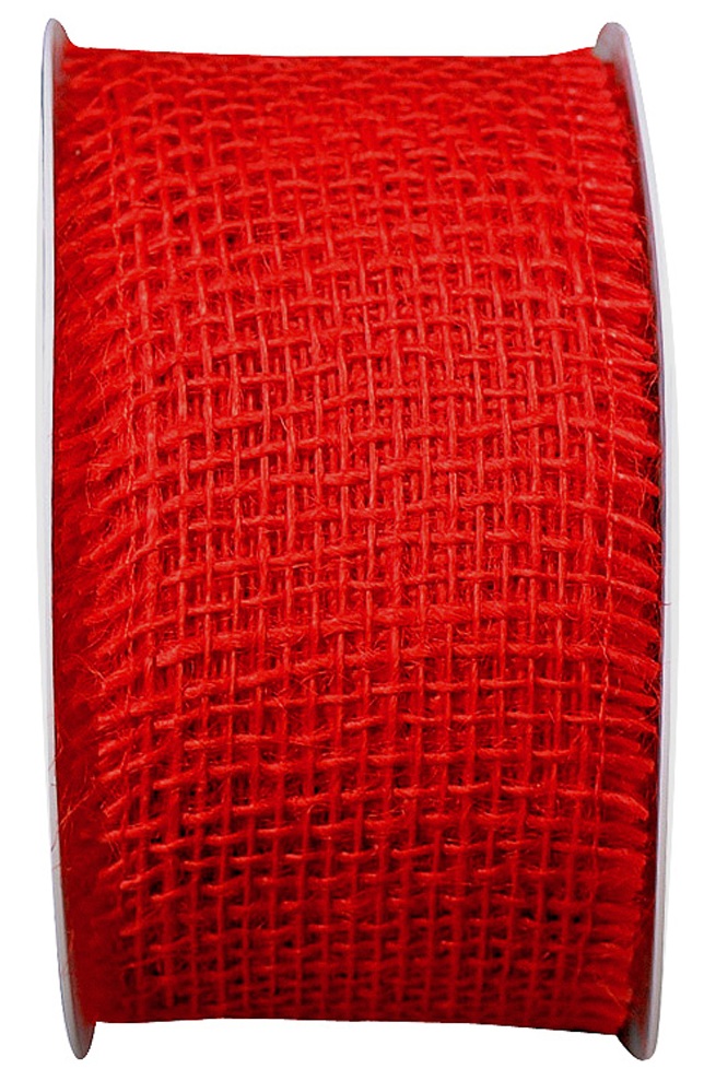 3714 Ruban JUTE, rouge, 10 m x 60 mm colisé par 2