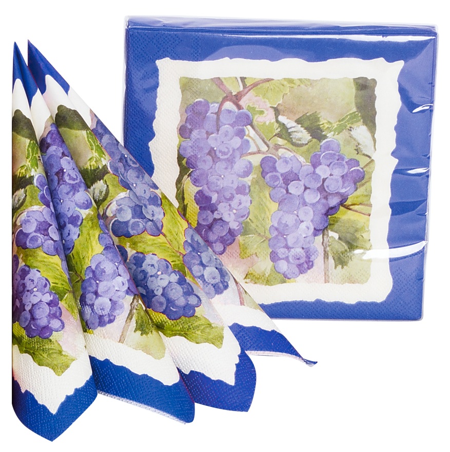 6001 Serviettes Grappes Bleu par 24 pièces colisé par 24