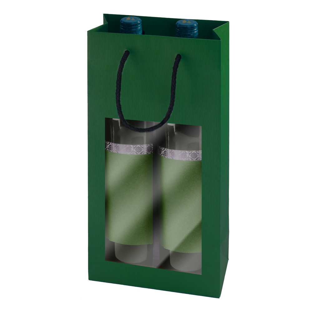3251 Sac kraft vergé vert 2B, fenêtre, 180 x 90 x 380 mm colisé par 25