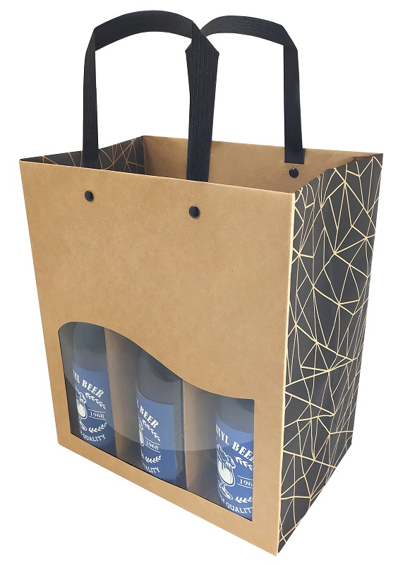 E1026 Lot de 10 x sac Authentique bières fenêtres pour 6 Btlles 225+150x260mm