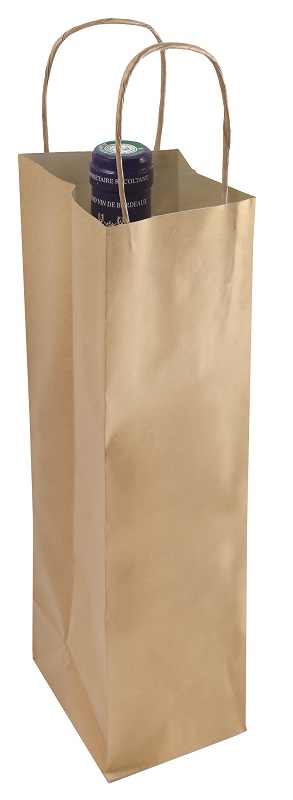 E1000 Lot de 50 x Sac Kraft eco 1 bouteille 390x140x80 mm