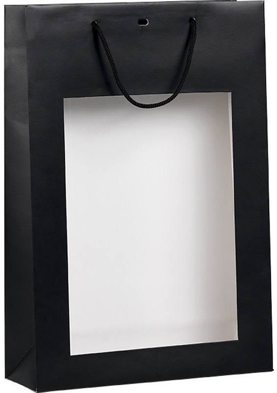 E1176 Sac kraft Noir 3 Btlles avec fenêtres 27x9x39 cm, colisé par 24