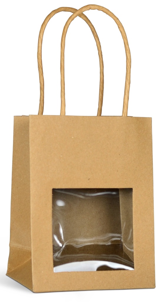 E1191 Lot de 25 x Sac eco kraft avec fenêtre 114x64x126 mm 150 g