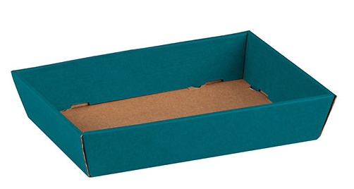 Corbeille carton kraft rectangle Bleu livrée à plat, colisé par 50