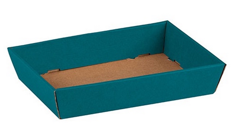 Corbeille carton kraft rectangle Bleu livrée à plat GM, colisé par 50