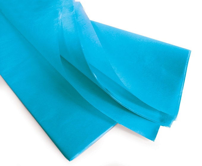 E1095 Papier de soie Bleu turquoise 18g - Paquet de 240 feuilles - 50 x 75 colisé ar 1