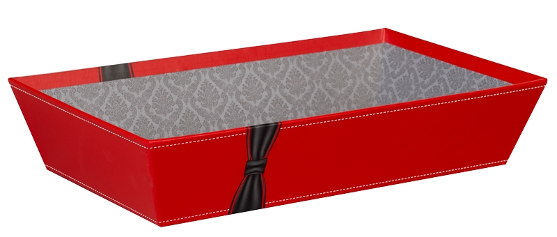 E1214 Corbeille carton rectangle Rouge vernis 330x200x70 mm colisé par 24