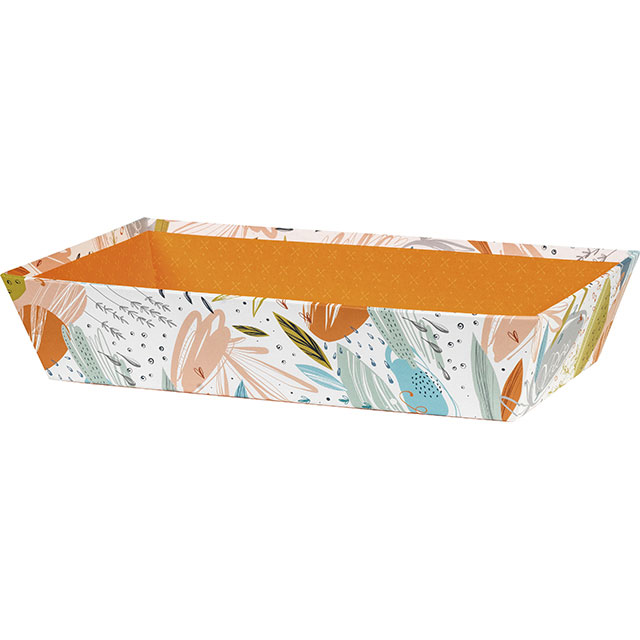E1063 Corbeille carton rectangle orange/fraîcheur 360x270x70 mm colisé par 24