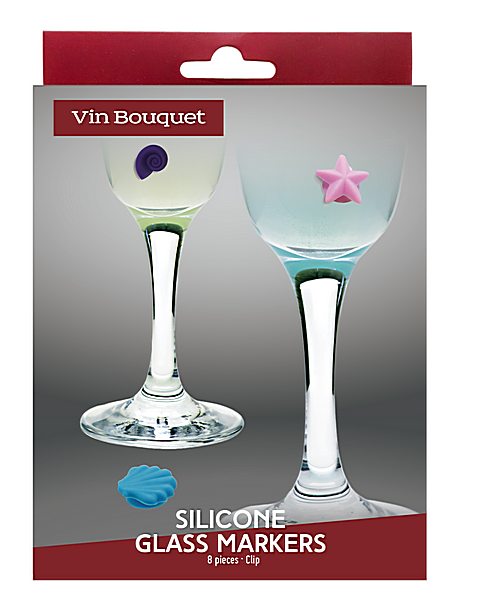 FIA010 Set de 8 marque-verres MER ventouses