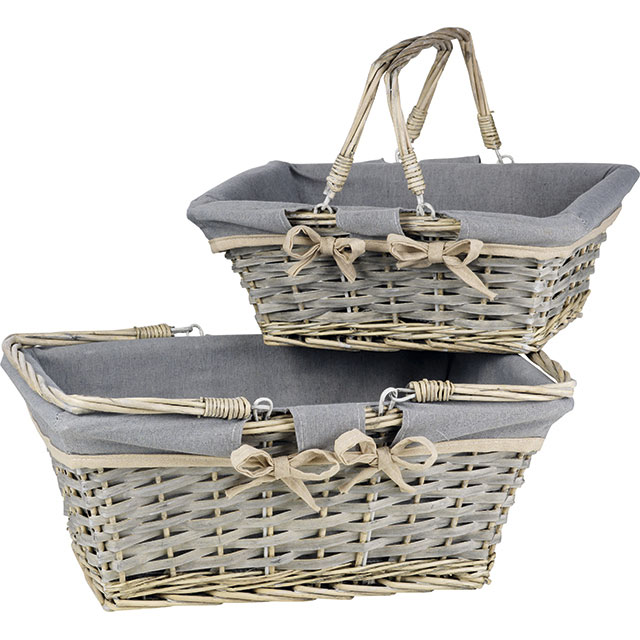 E1077 Panier osier rectangle gris 35x27x13 cm colisé par 10