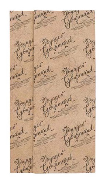 Papier de soie coloris blanc/or décor Voyage Gourmand - 23.100 Liasse indivisible de 240 feuilles 50x75 cm