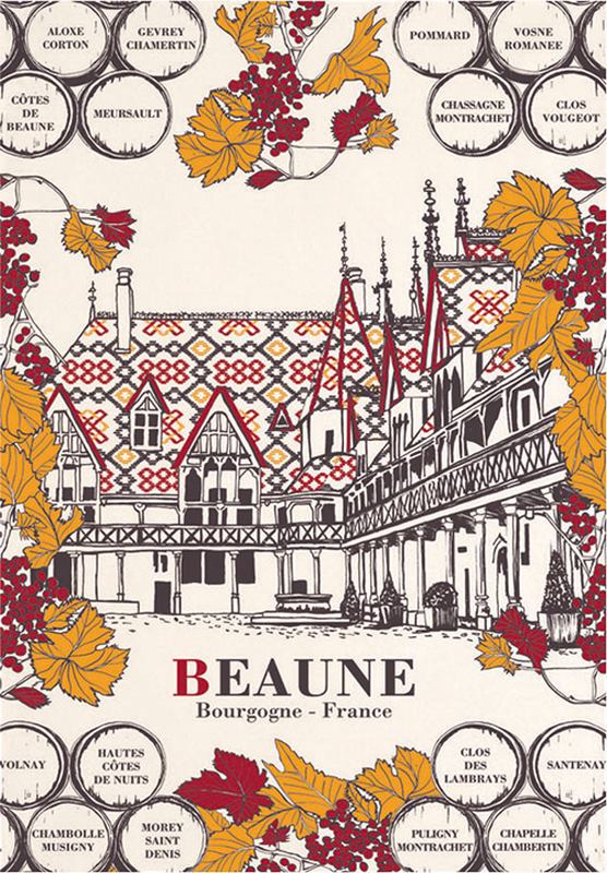 Torchon "Ville de Beaune" écru