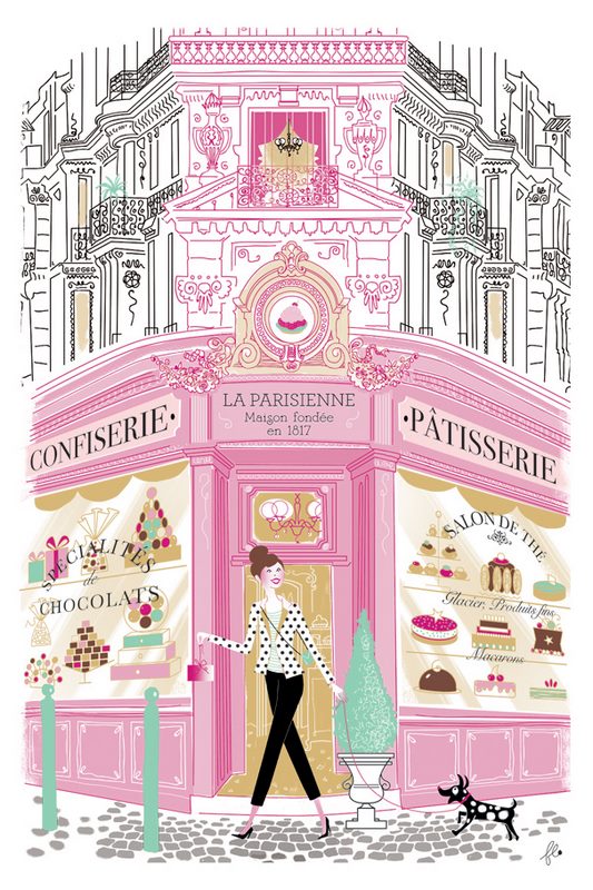 Torchon "Façade Pâtisserie" écru