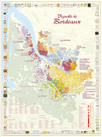 Carte du Vignoble de Bordeaux BD001PS