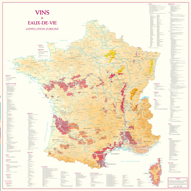 Carte de France des Vins et Eaux de Vie FR001PS