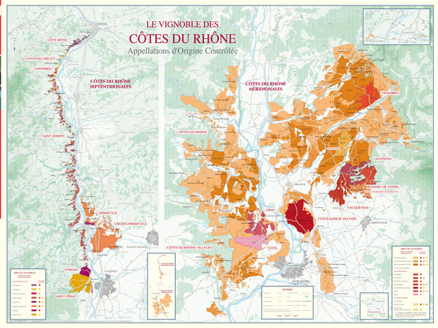 Carte du Vignoble des Côtes du Rhône RH001PS