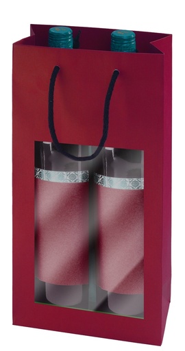 [EMB-PAPI-3252] 3252 Sac kraft vergé bordeaux 2B, fenêtre, 180 x 90 x 380 mm colisé par 25