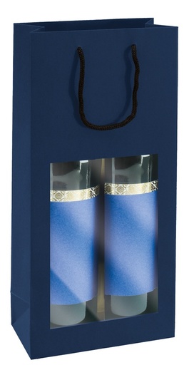 [EMB-PAPI-3253] 3253 Sac kraft vergé bleu 2B, fenêtre, 180 x 90 x 380 mm colisé par 25