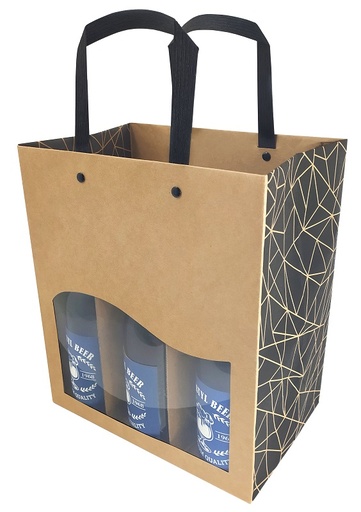[EMB-CREA-38A2619] E1026 Lot de 10 x sac Authentique bières fenêtres pour 6 Btlles 225+150x260mm