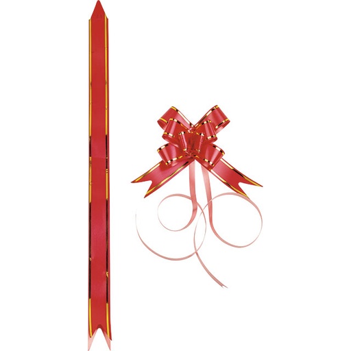 [EMB-BAM-ACC20R] E1126 Lot de 10 noeuds magiques rouge/or 2,3x42 cm