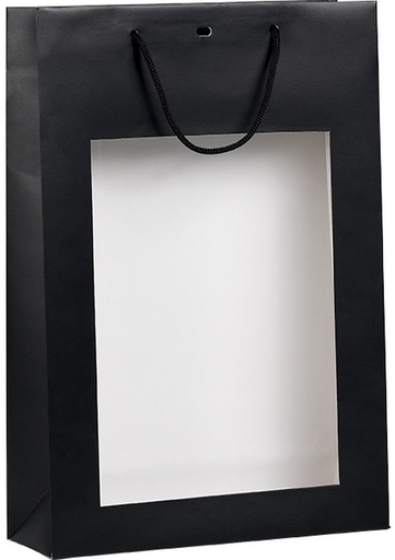 [EMB-BAM-SB512-3B] E1176 Sac kraft Noir 3 Btlles avec fenêtres 27x9x39 cm, colisé par 24