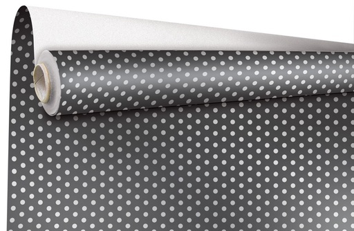 [EMB-CREA-950108] E1147 Papier cadeau couché métal Pois Noir 0,69x50 m 65 g