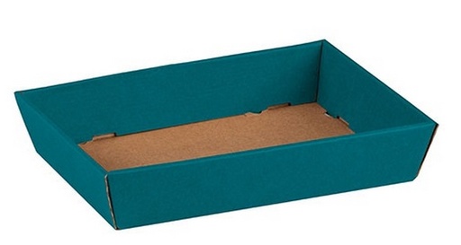 [EMB-BAM-CV510G-B] Corbeille carton kraft rectangle Bleu livrée à plat GM, colisé par 50