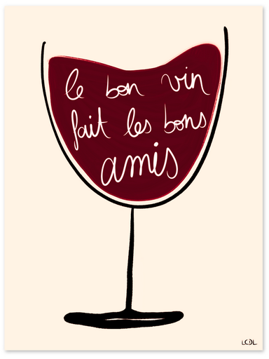 [AG-LOULOU-LE VIN ET L'AMITIE] Affiche Le vin et l'Amitié 30x40 cm