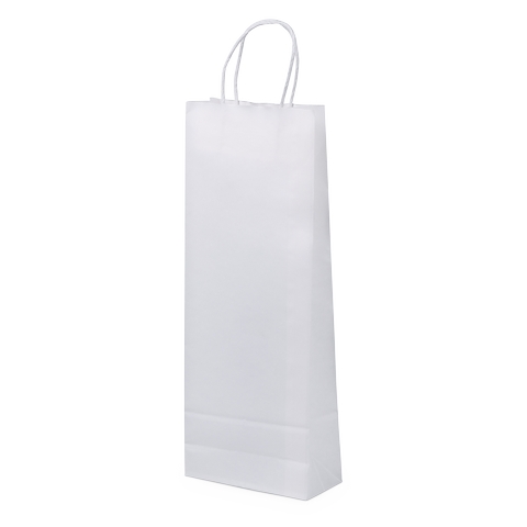 [EMB-BAM-SWK014-W] E1236 Lot de 100 Sacs kraft Blancs 1 btlle 90 g poignées torsadées 150x80x400 mm