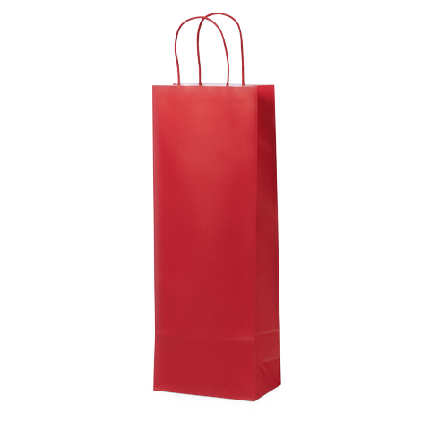 [EMB-BAM-SWK048-R] E1238 Lot de 100 Sacs kraft Rouges 1 btlle 90 g poignées torsadées 150x80x400 mm