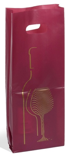 [EMB-GIM-12368] E1250 Lot de 50 sac 2 Btlles PEBD Bordeaux 460x40x160 mm