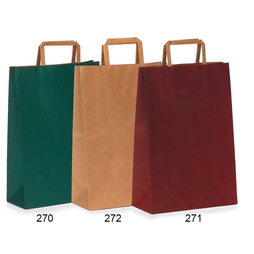 [EMB-PAPI-270] 270 Sac papier vert, 26 x 12 x 35 cm colisé par 250