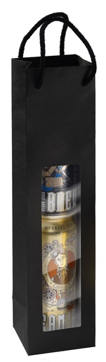 [EMB -PAPI- 3281] 3281 Sac papier kraft vergé noir/fenêtre, poignée cordelette noire, 92 x 88 x  380 mm