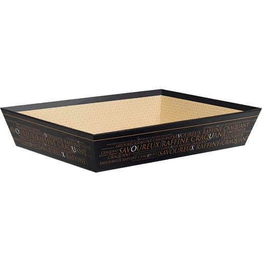 [EMB-BAM-SV305G] E1054 Corbeille carton rectangle Savoureux noir/cuivre/vernis 360x270x70 mm colisé par 24