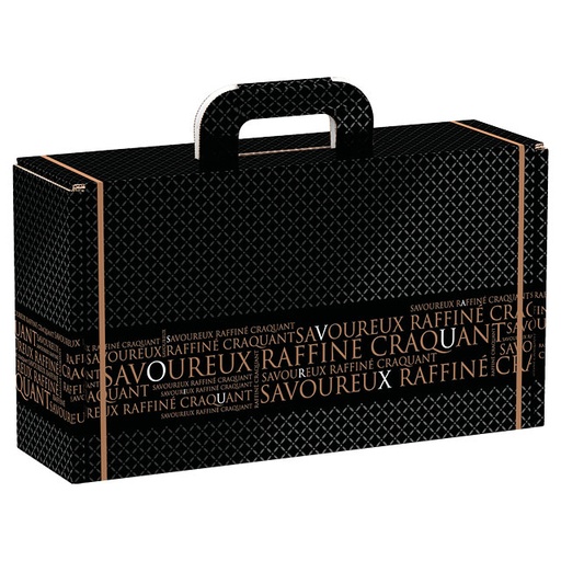 [EMB-BAM-CV030P] E1114 Valisette carton rectangle Savoureux noir/cuivre 33x18,5x9,5 cm colisé par 20