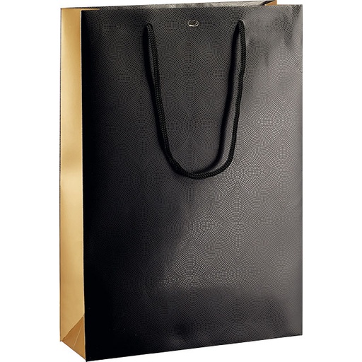 [EMB-BAM-SB197-3B] Sac papier 3 bouteilles cuivre/noir/vernis sélectif /poignées corde/ oeillet de fermeture 27x9x39 cm colisé par 24