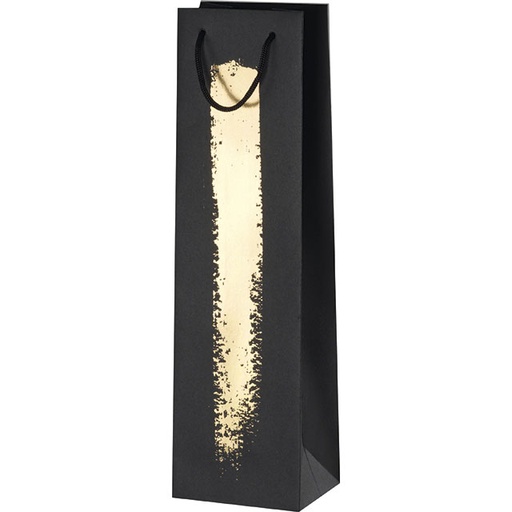 [EMB-BAM-SB017-1BOR] Sac papier 1 bouteille noir/or poignées corde oeillet de fermeture 11x9x39 cm colisé par 24