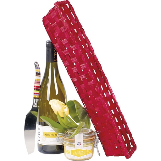 [EMB-BAM-V236R] Corbeille bambou rectangle rouge 44x12x7 cm colisé par 10