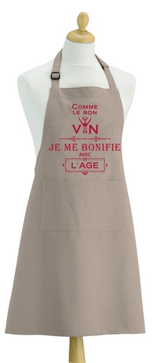 [AG-F175-2499080000] Tablier BEIGE Je me Bonifie avec l'âge