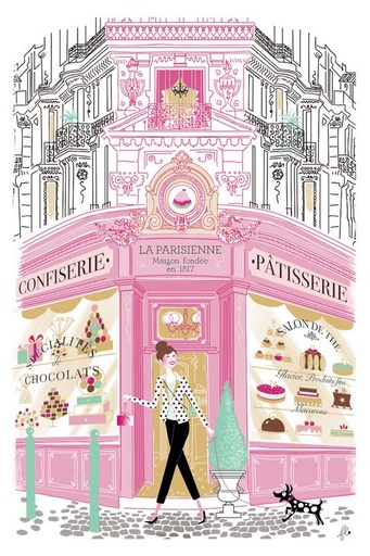 [AG-F175-2388010000] Torchon "Façade Pâtisserie" écru